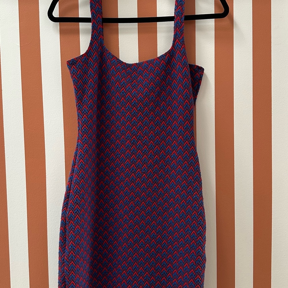 Stylish Blue and Red Patterned Dress
